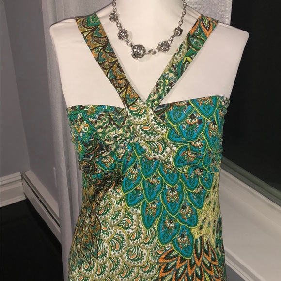 Moa Moa Maxi dress in green print, size L - Picture 2 of 4